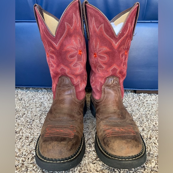 Ariat Shoes Ariat Western Cowboy Boots Womens 75 Dark Red And Brown